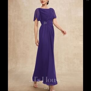 JJ House 20W Regency purple chiffon full lenth gown NWT